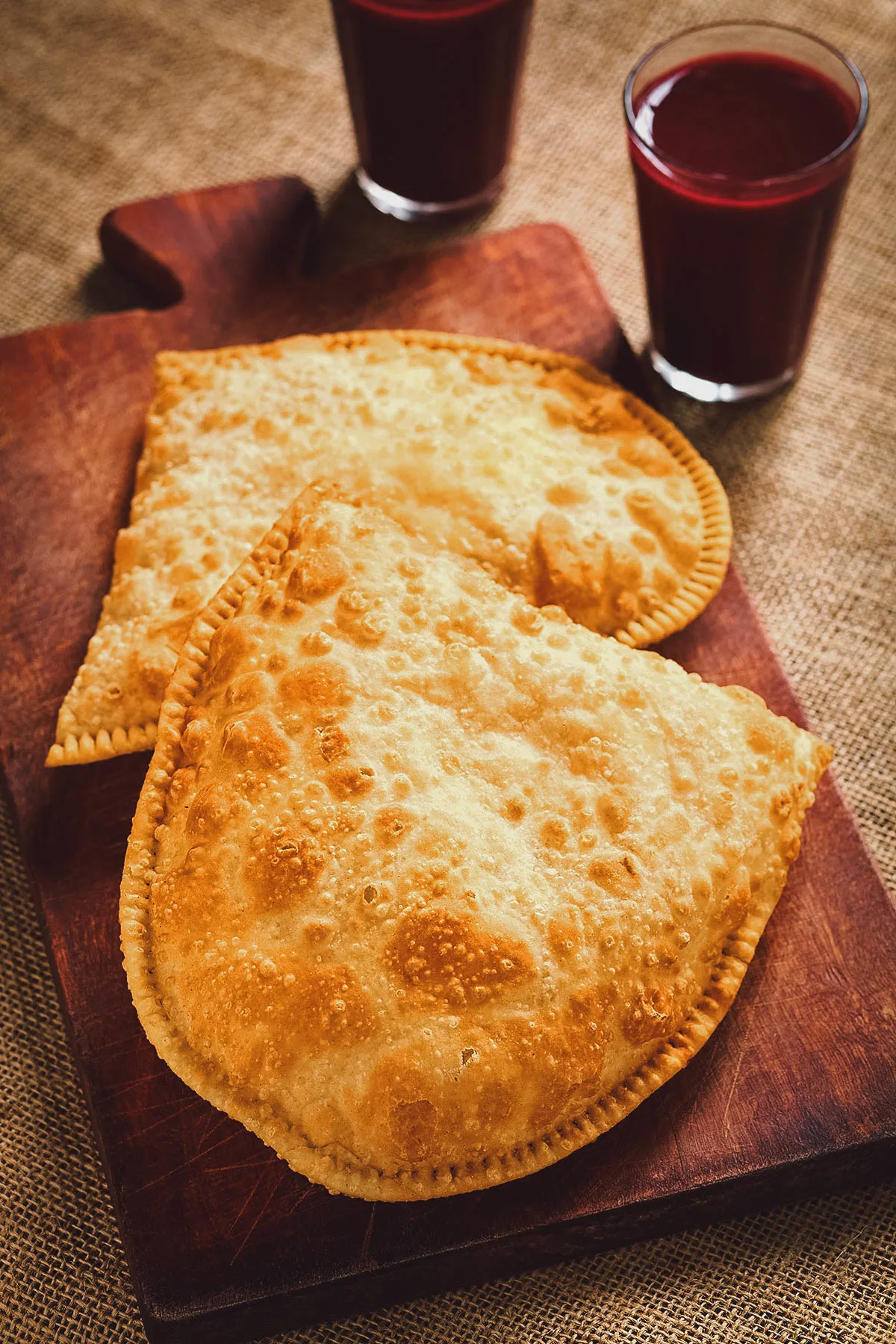 Bolivian Food Pastel, a popular Bolivian street dish in La Paz