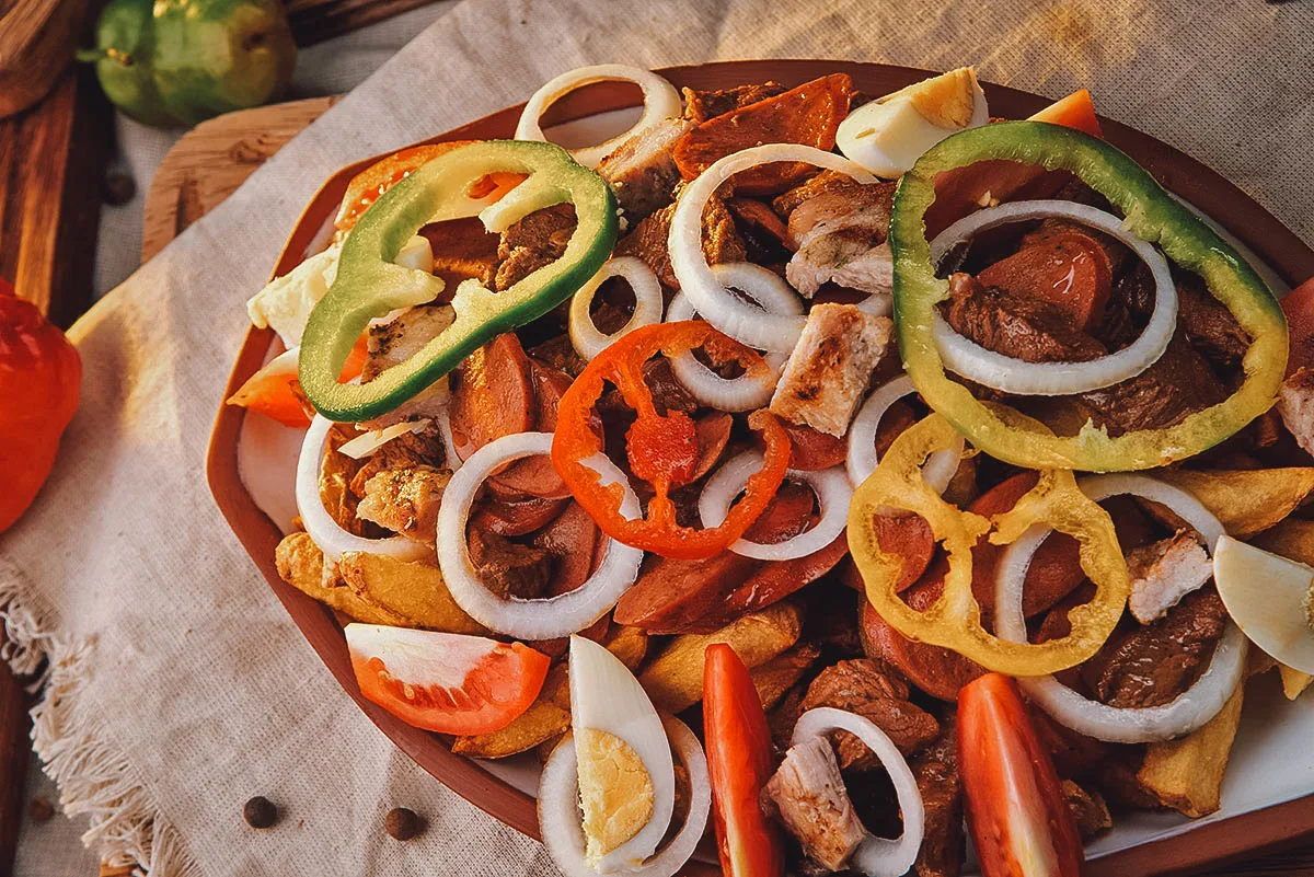 Bolivian Food Pique macho, a popular Bolivian drunk food