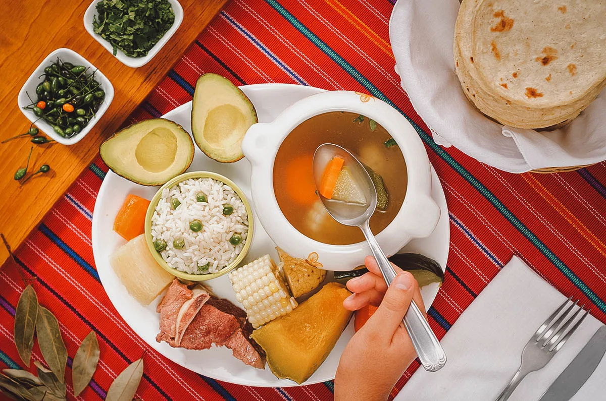Guatemalan Food Caldo de res, a popular Guatemalan beef soup