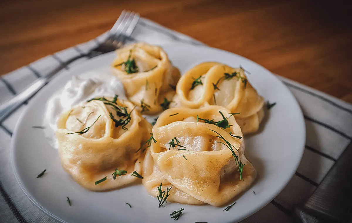Kazakh Food Plate of manti