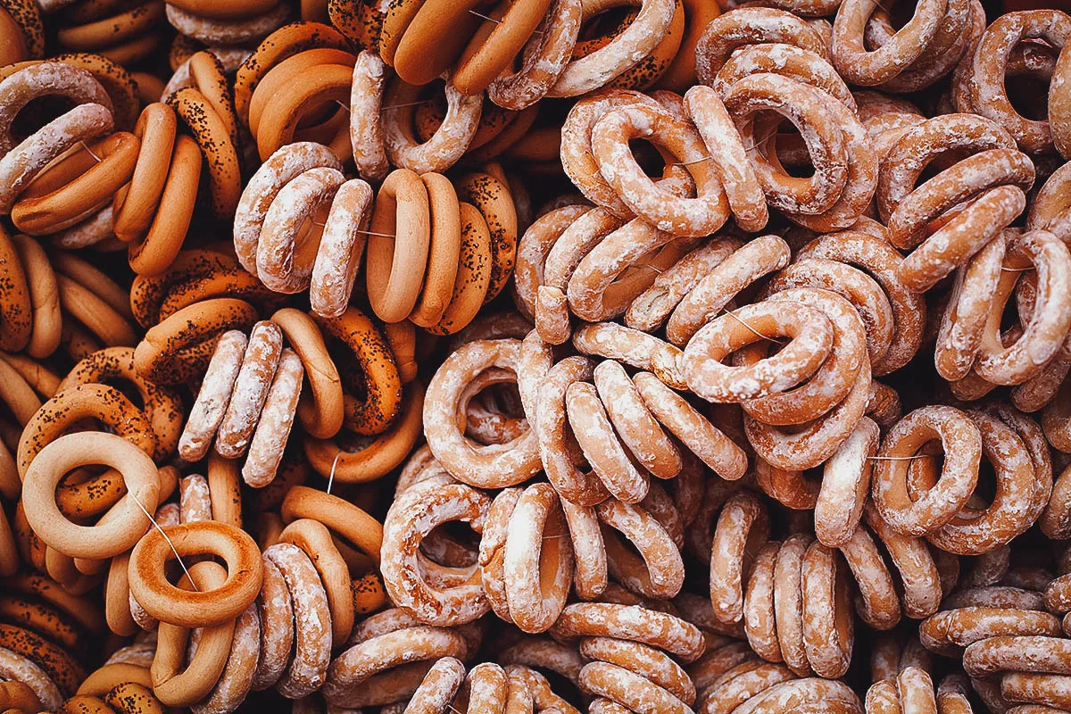 Lithuanian Food Sushki for sale at a market