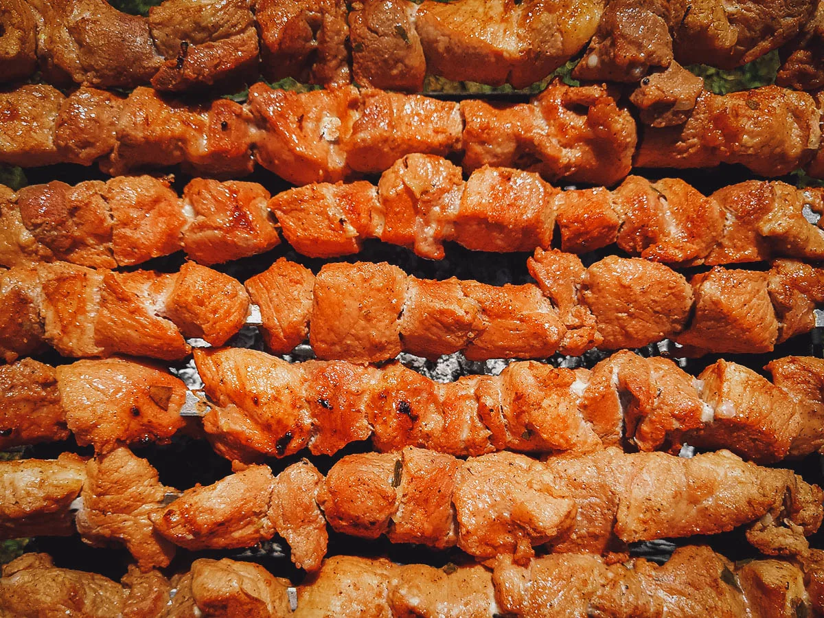 Lithuanian Food Saslykai grilling