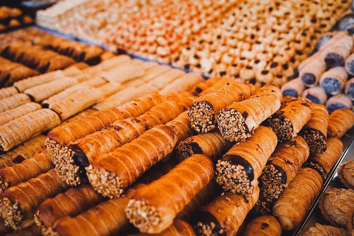 Kannoli tal-irkotta or Maltese cannoli at a market