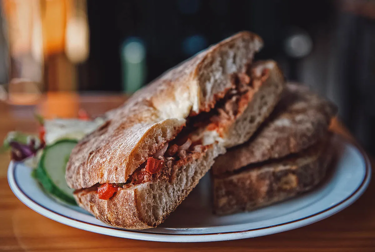 Maltese Food Ftira biz-zejt or sandwiches made with Maltese bread