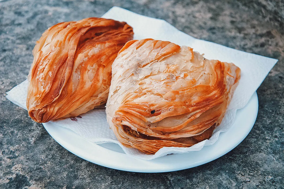 Pair of pastizzi, a popular street food in Malta