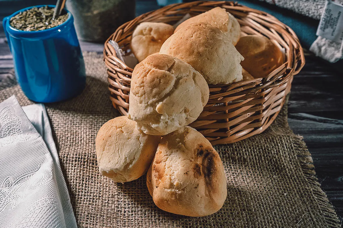 Basket of chipa, a traditional bread from South America