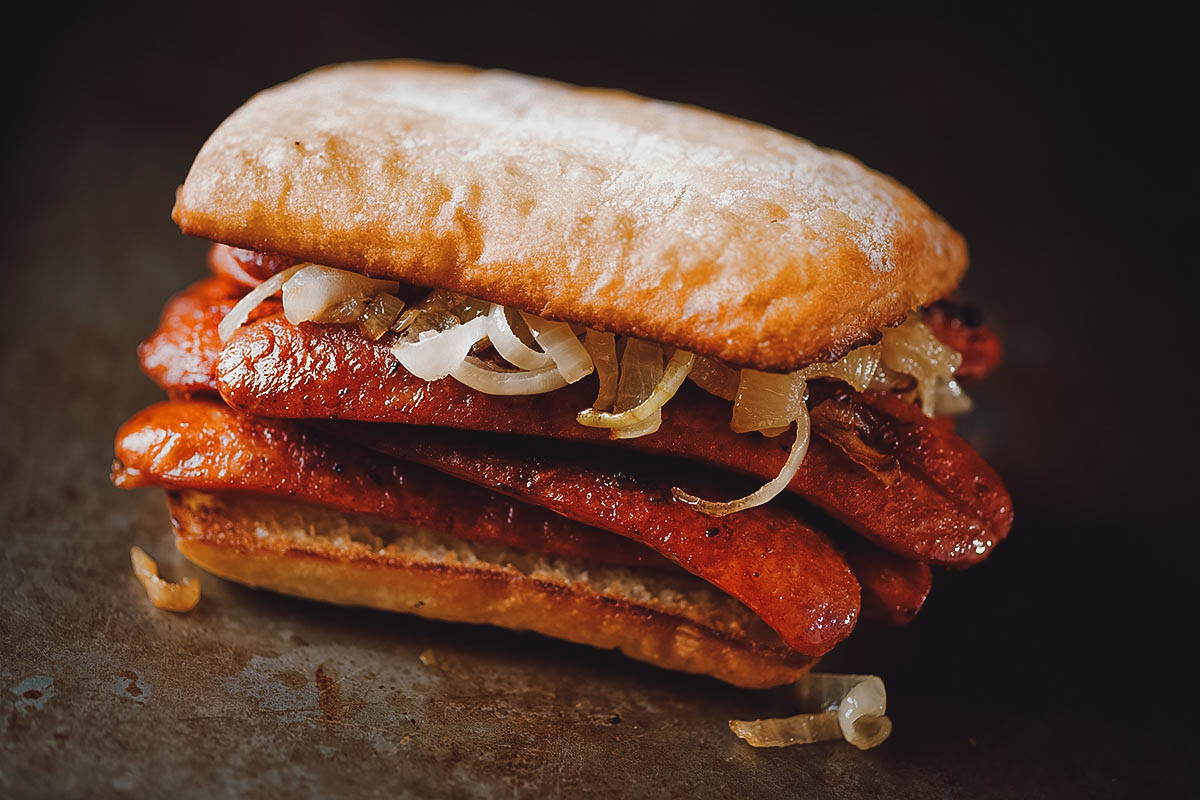 Choripan, an Argentinian national dish