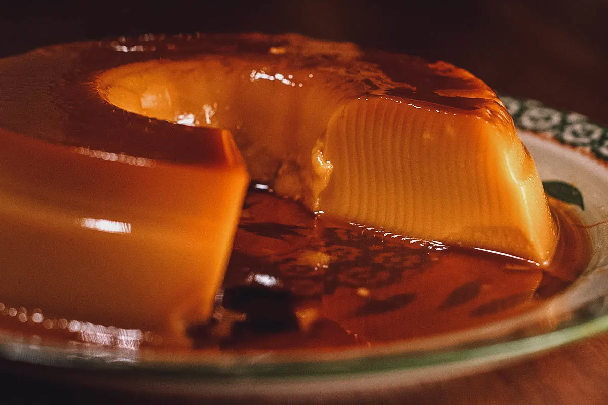 Close-up of Argentinian flan de leche