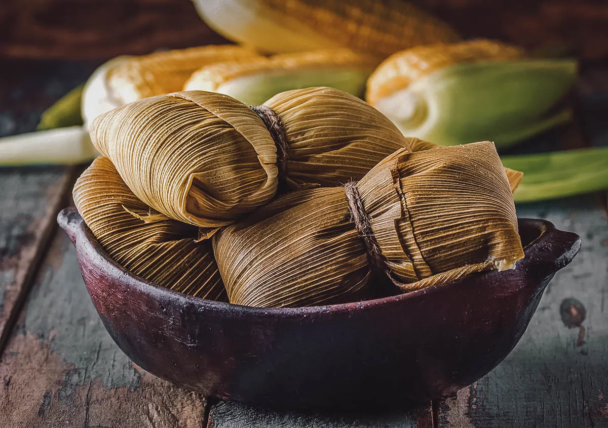 Bowl of humitas, one of the most traditional Chilean foods