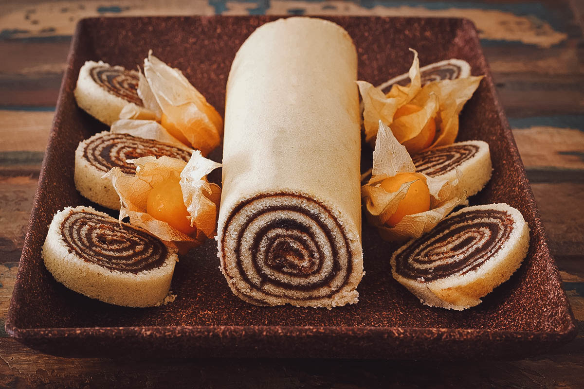 Sweet pionono, an Argentinian rolled cake