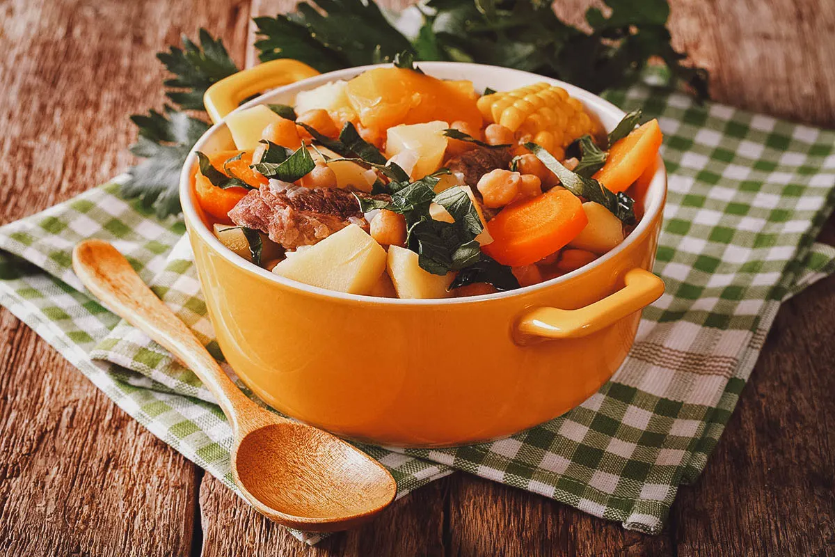 Bowl of puchero, a popular South American vegetable and meat dish