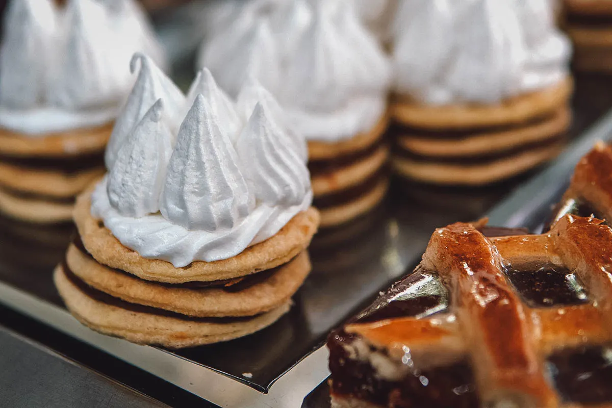 Argentinian Food Freshly made rogel, a dulce de leche pastry invented in Buenos Aires