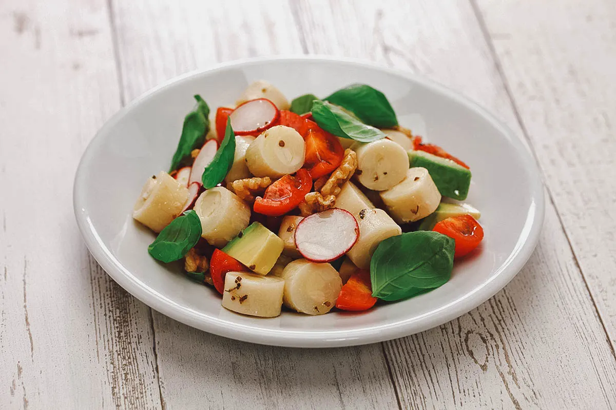 Ensalada de palmito, a delicious palm heart salad in Costa Rica