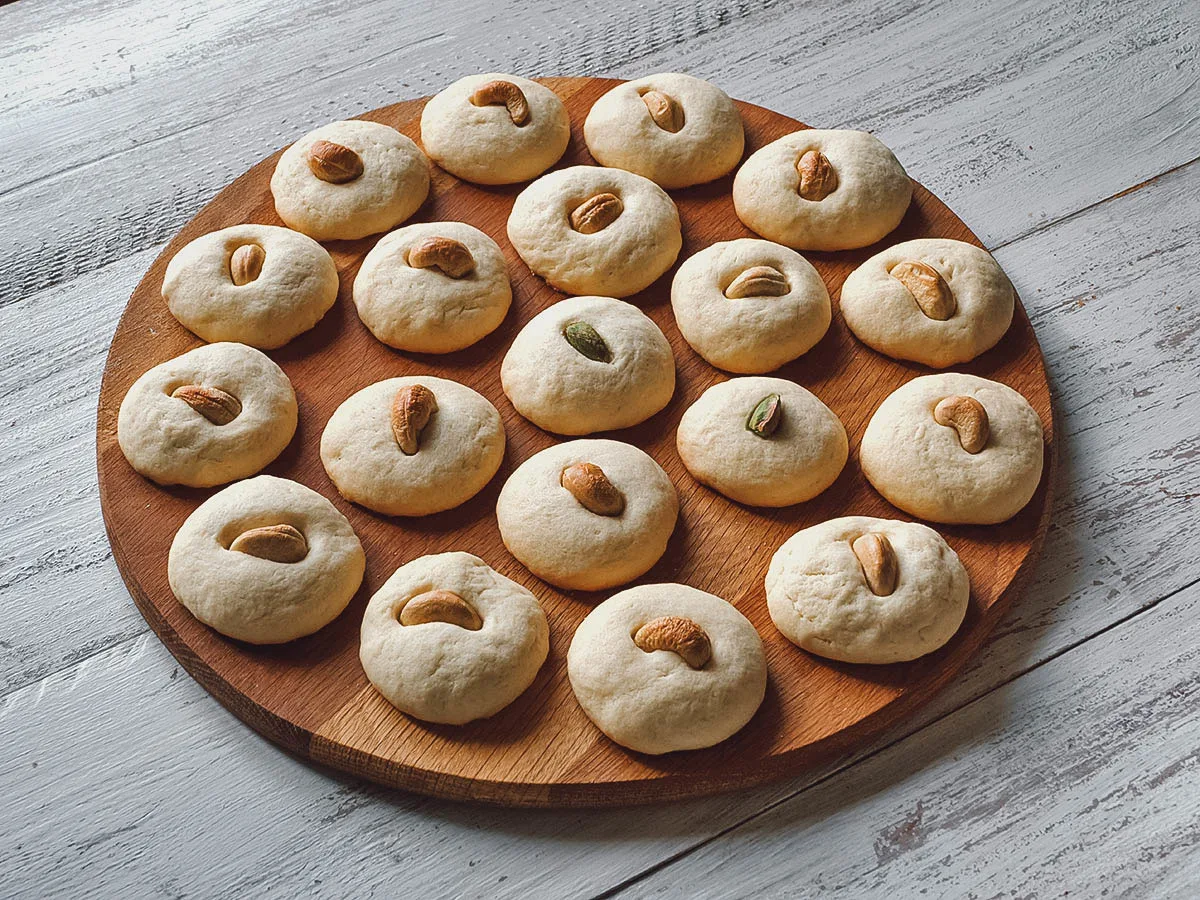 Egyptian Food Platter of ghorayeba, a popular Egyptian shortbread cookie