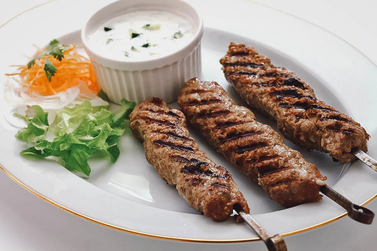 Egyptian Food Skewers of kabab, a popular Egyptian meat dish