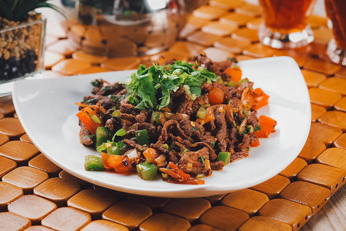 Egyptian Food Plate of kebda or Egyptian beef liver