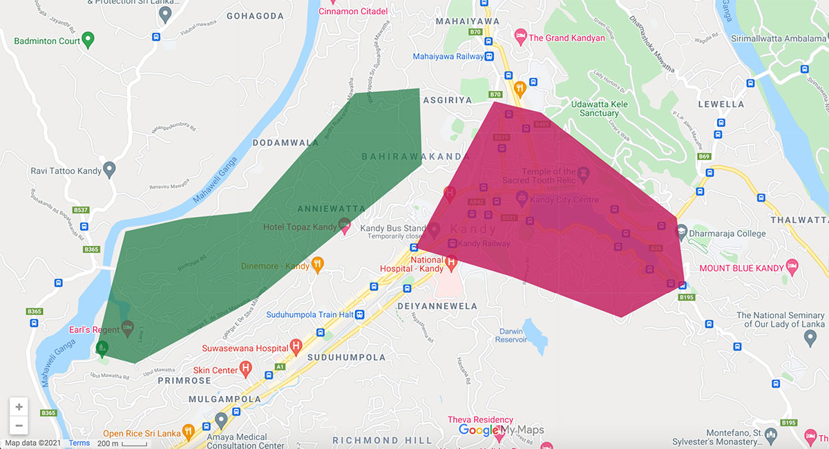 Kandy area map