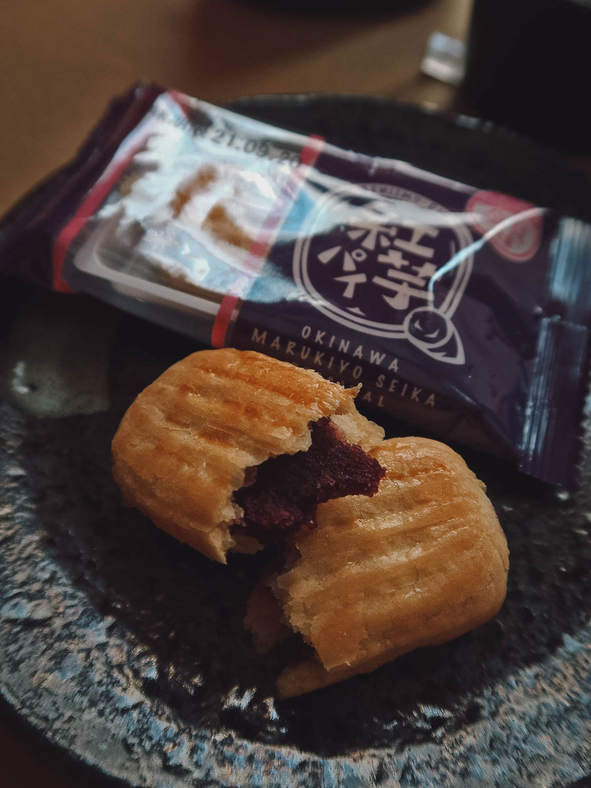 Beni imo pie from Sakuraco with Japanese teapot and plates