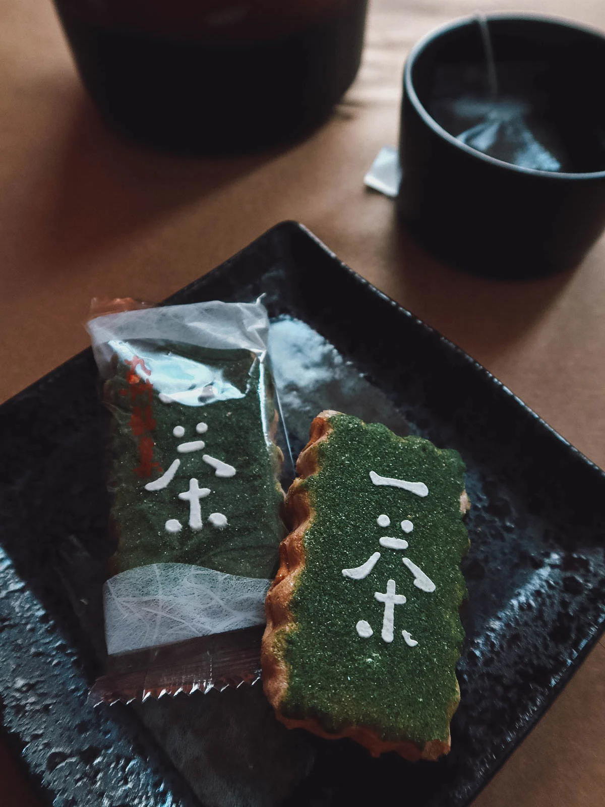 Issa crackers from Sakuraco with a Japanese teapot and plates