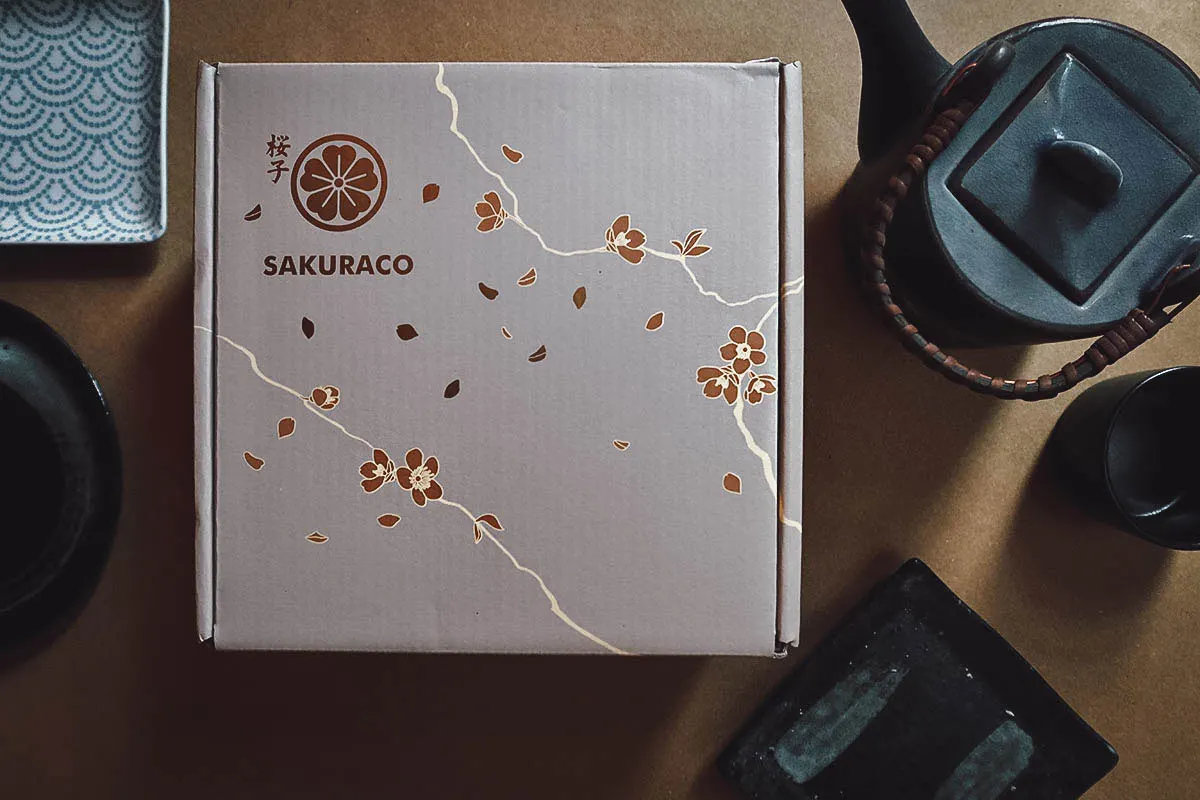 Sakuraco box with Japanese teapot and plates