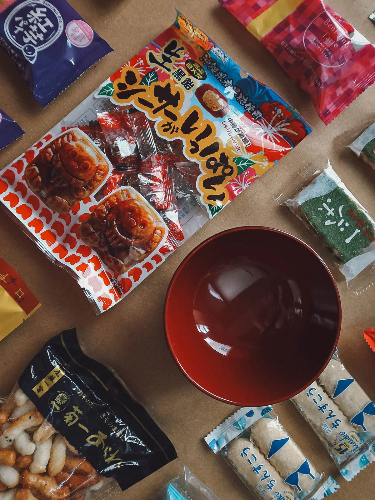 Sakuraco box contents laid out on a table