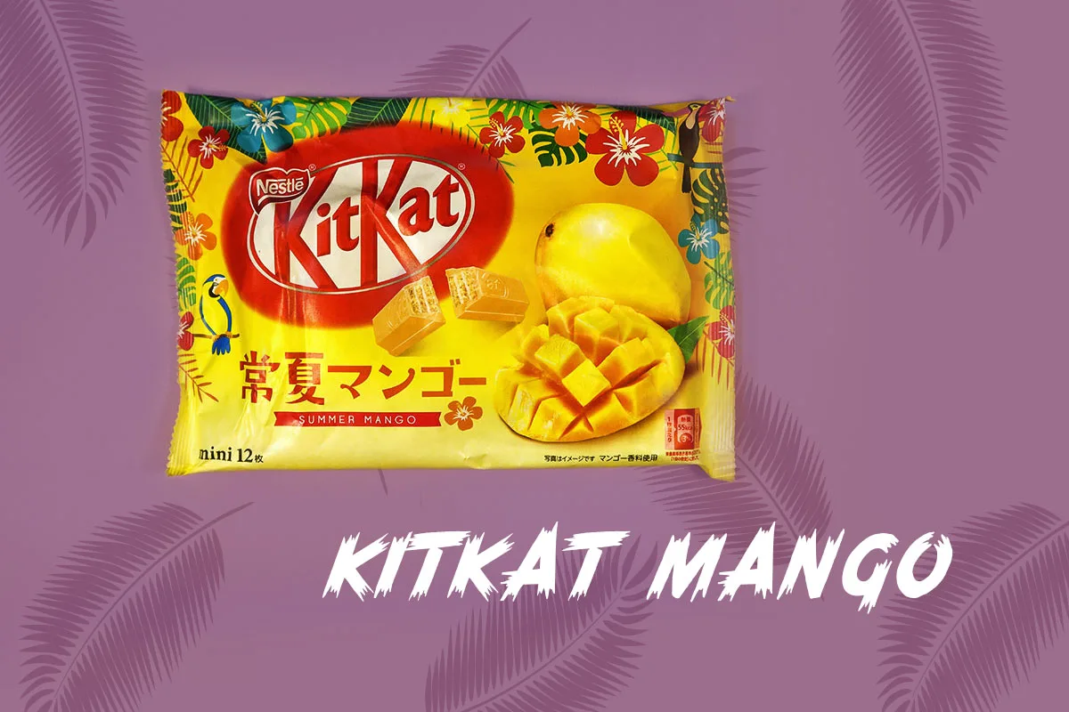 TokyoTreat box contents: Party pack with mango Kit Kats, an iconic Japanese candy