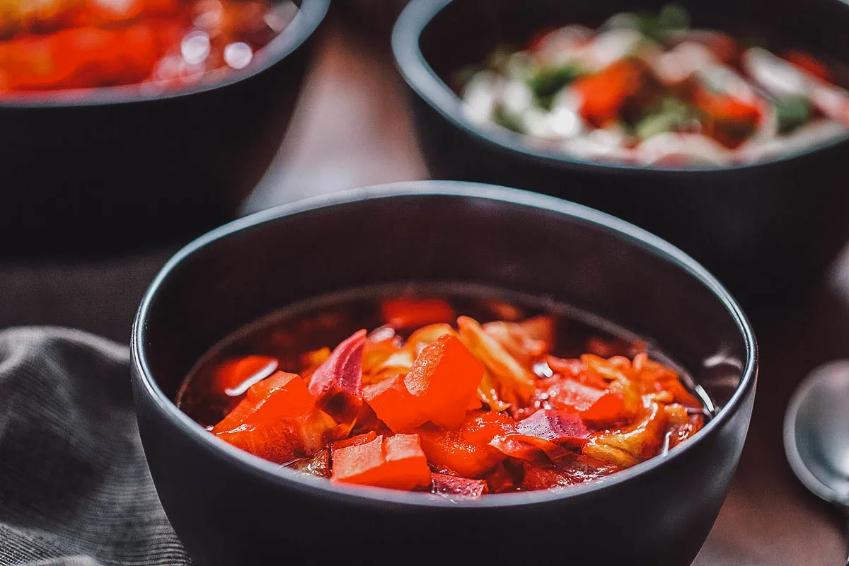 Ukrainian Food Bowls of borscht