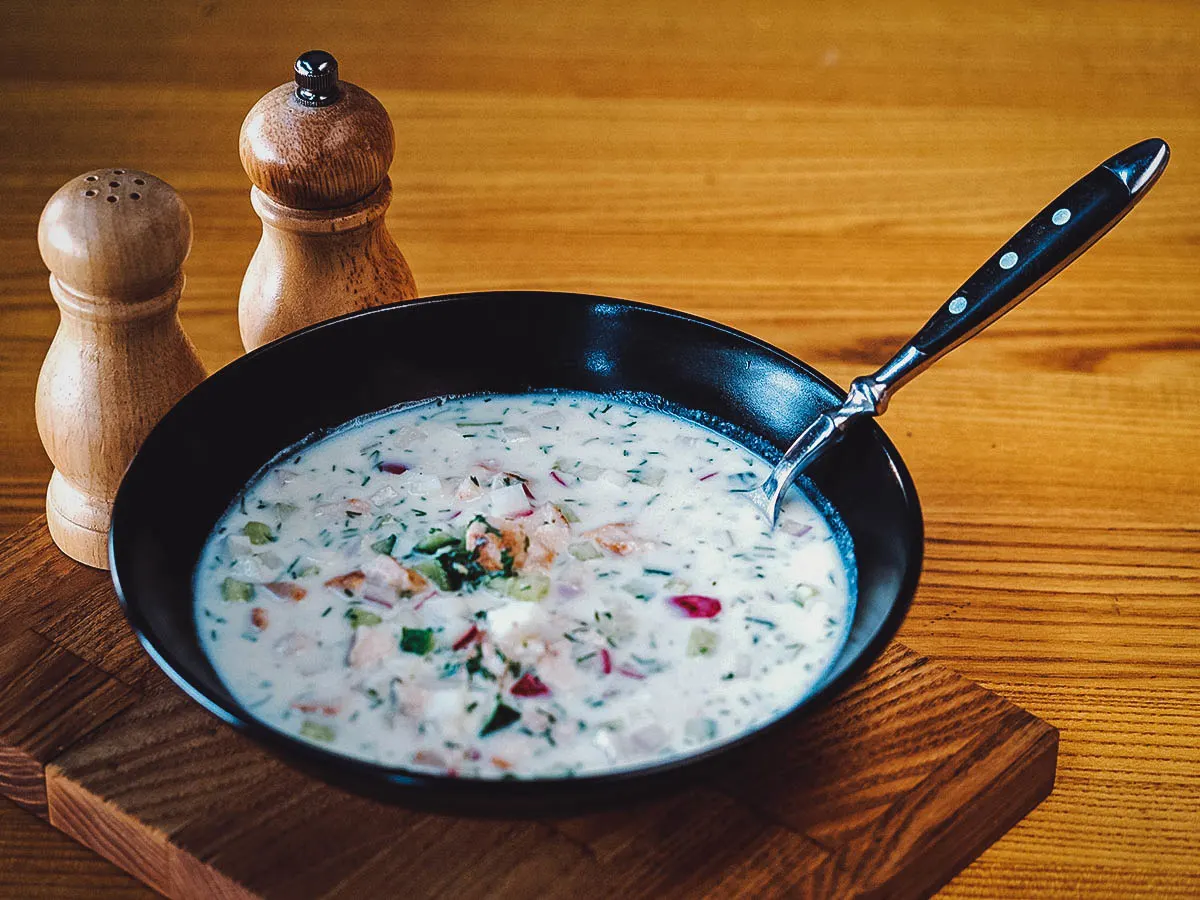 Ukrainian Food Bowl of okroshka