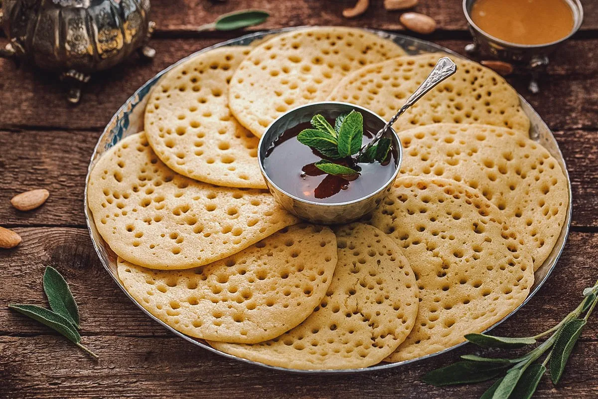 South African Food Baghrir, Moroccan pancakes