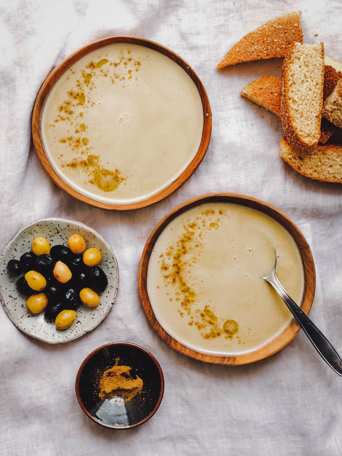 South African Food Bissara, a Moroccan soup made with split fava beans or split peas