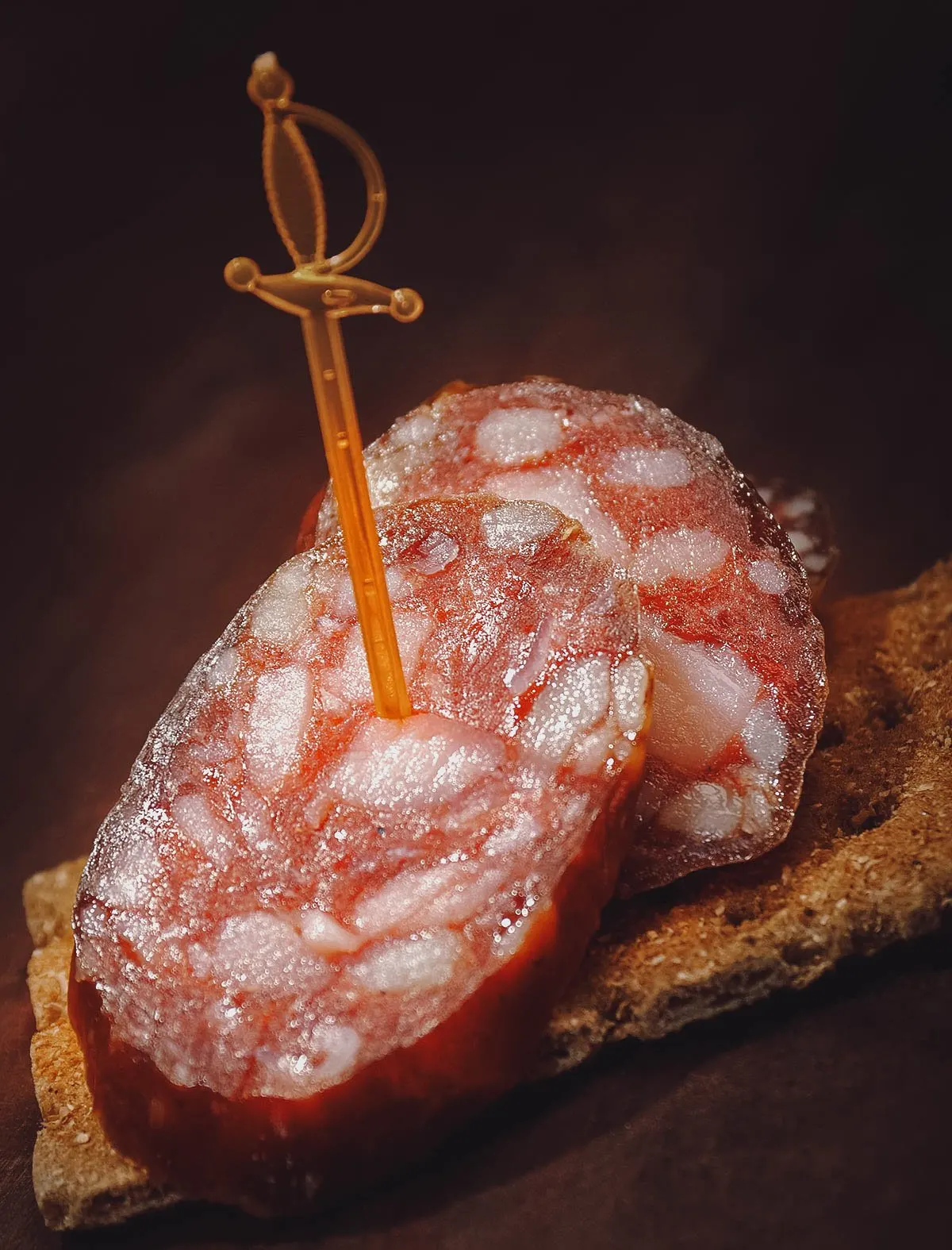 Croatian Food Cesnjovka, a traditional sausage from continental Croatia