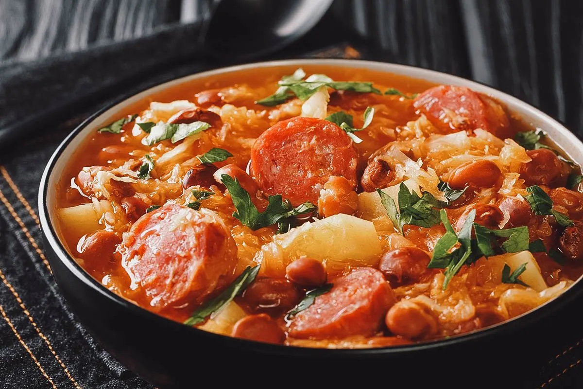 Croatian Food Jota (Istrian stew), a popular sauerkraut and bean soup