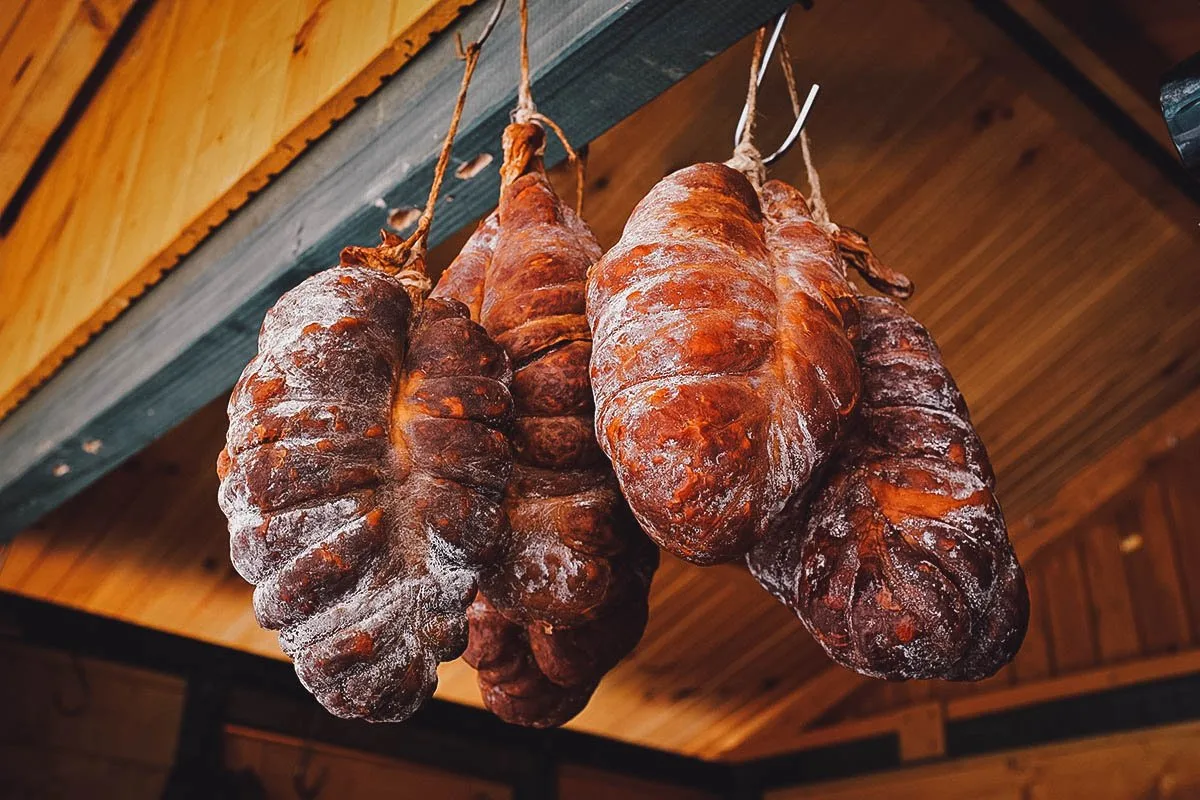 Croatian Food Kulen, the most famous Croatian food from Slavonia