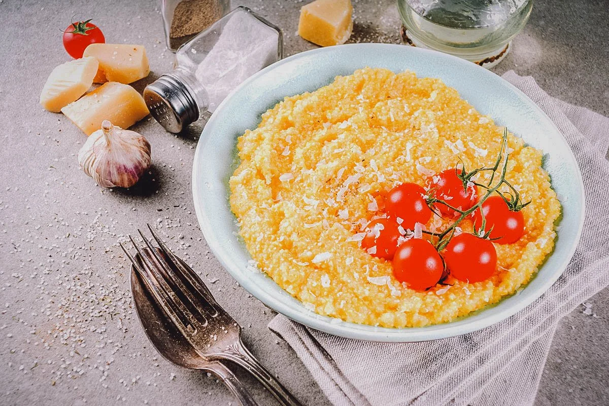 Croatian Food Zganci, Croatian polenta made with corn grits or corn flour