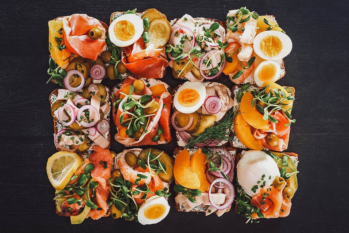 Smørrebrød, a Danish classic and national dish of Denmark