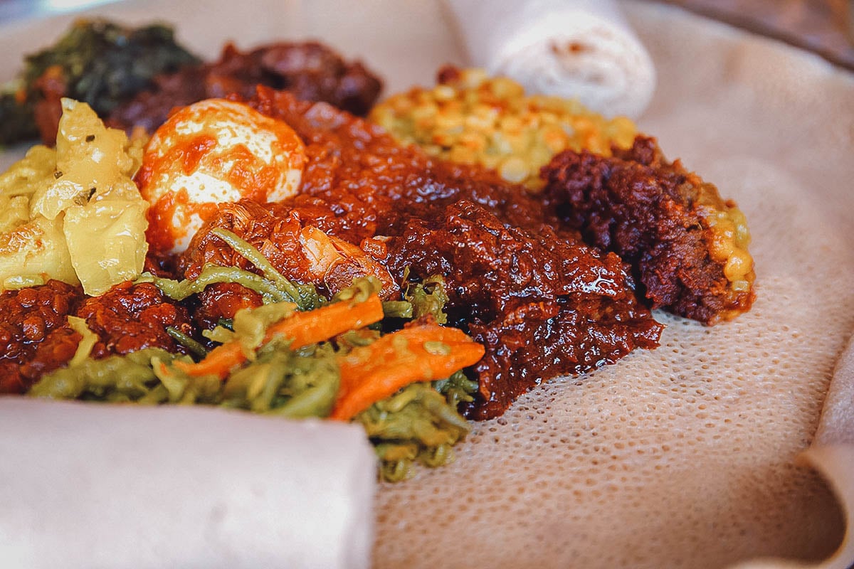 Basket of injera bread