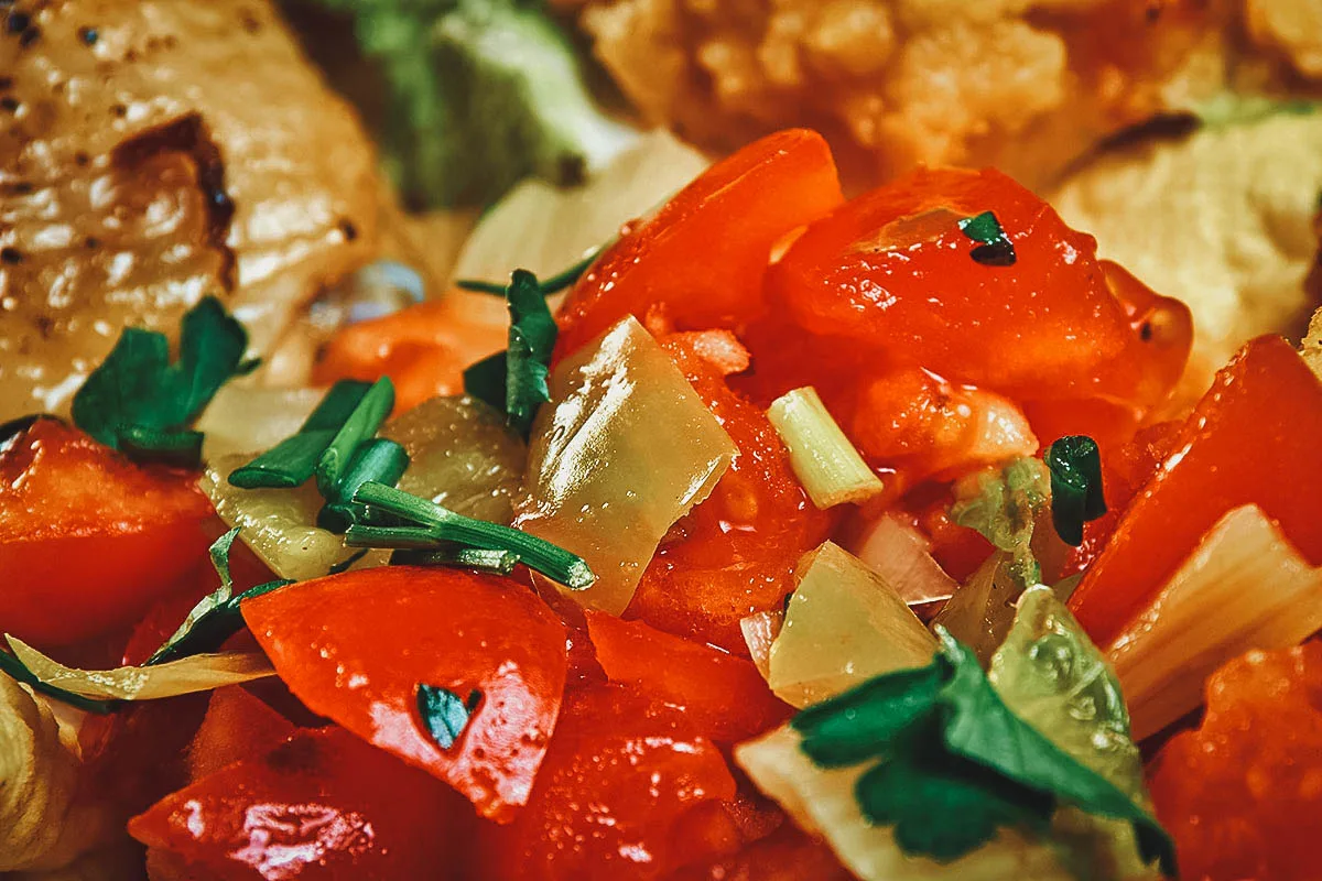 Ethiopian Food Close-up of timatim salata