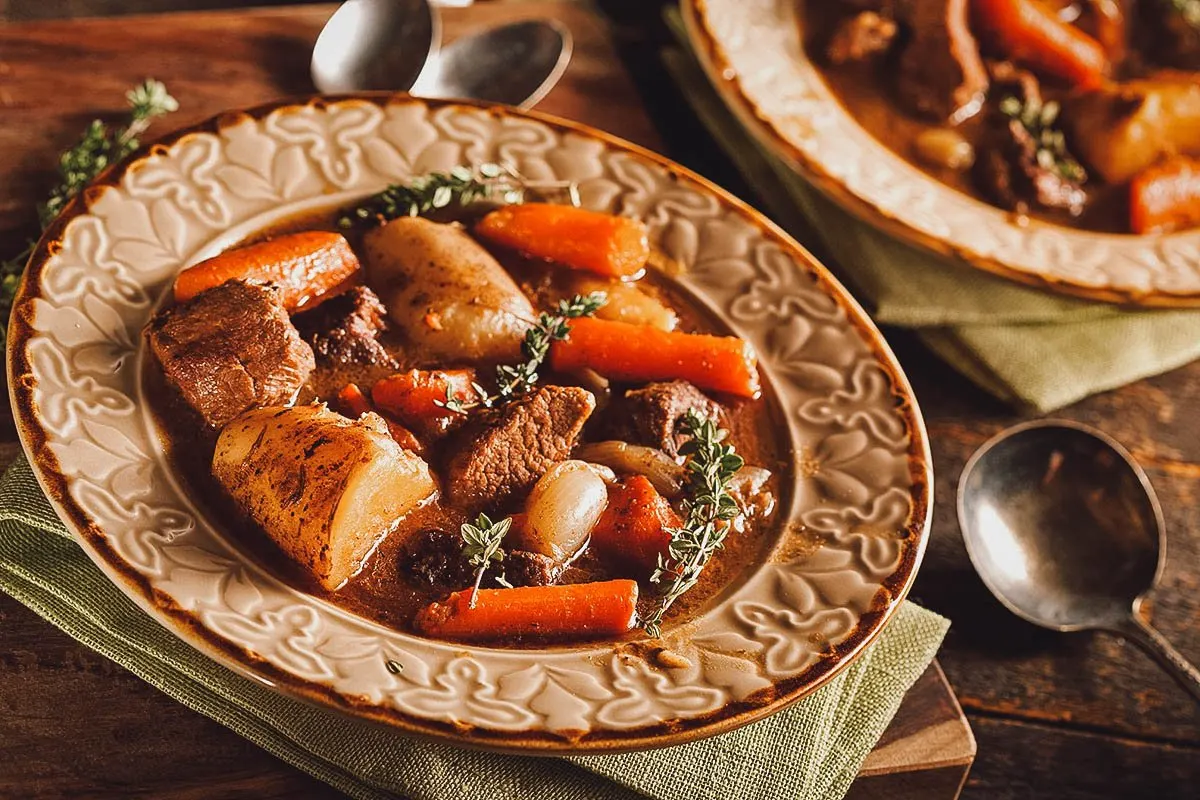 Irish stew, a more traditional Irish dish made with beef and the humble potato