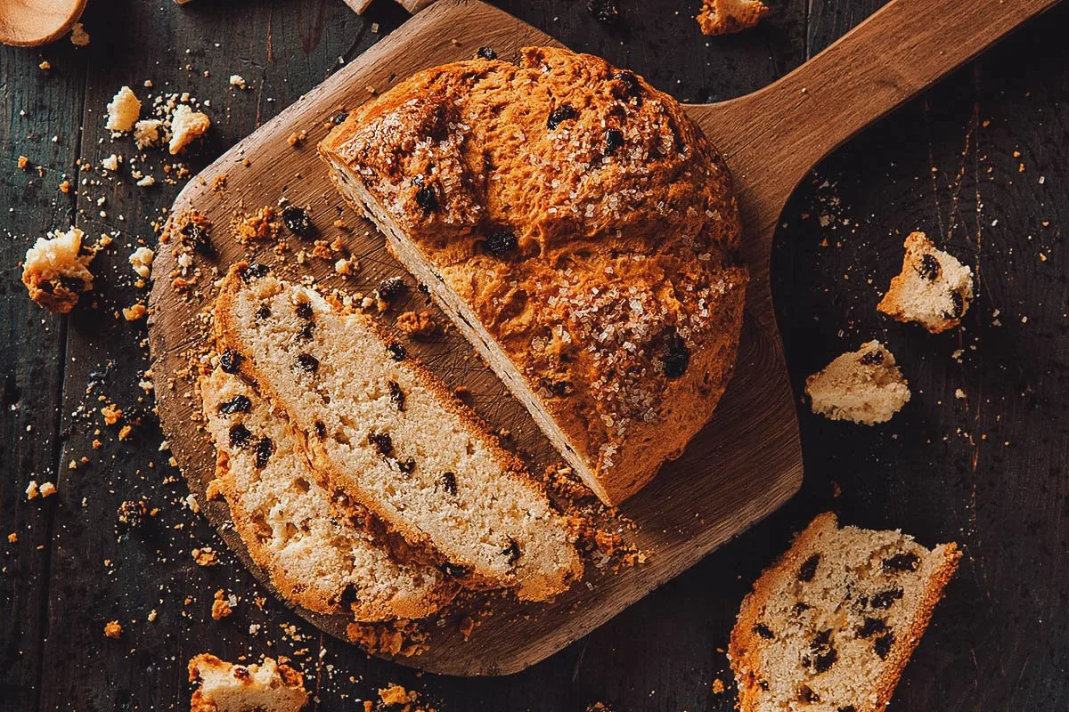 Irish soda bread, a popular type of speckled bread in Ireland