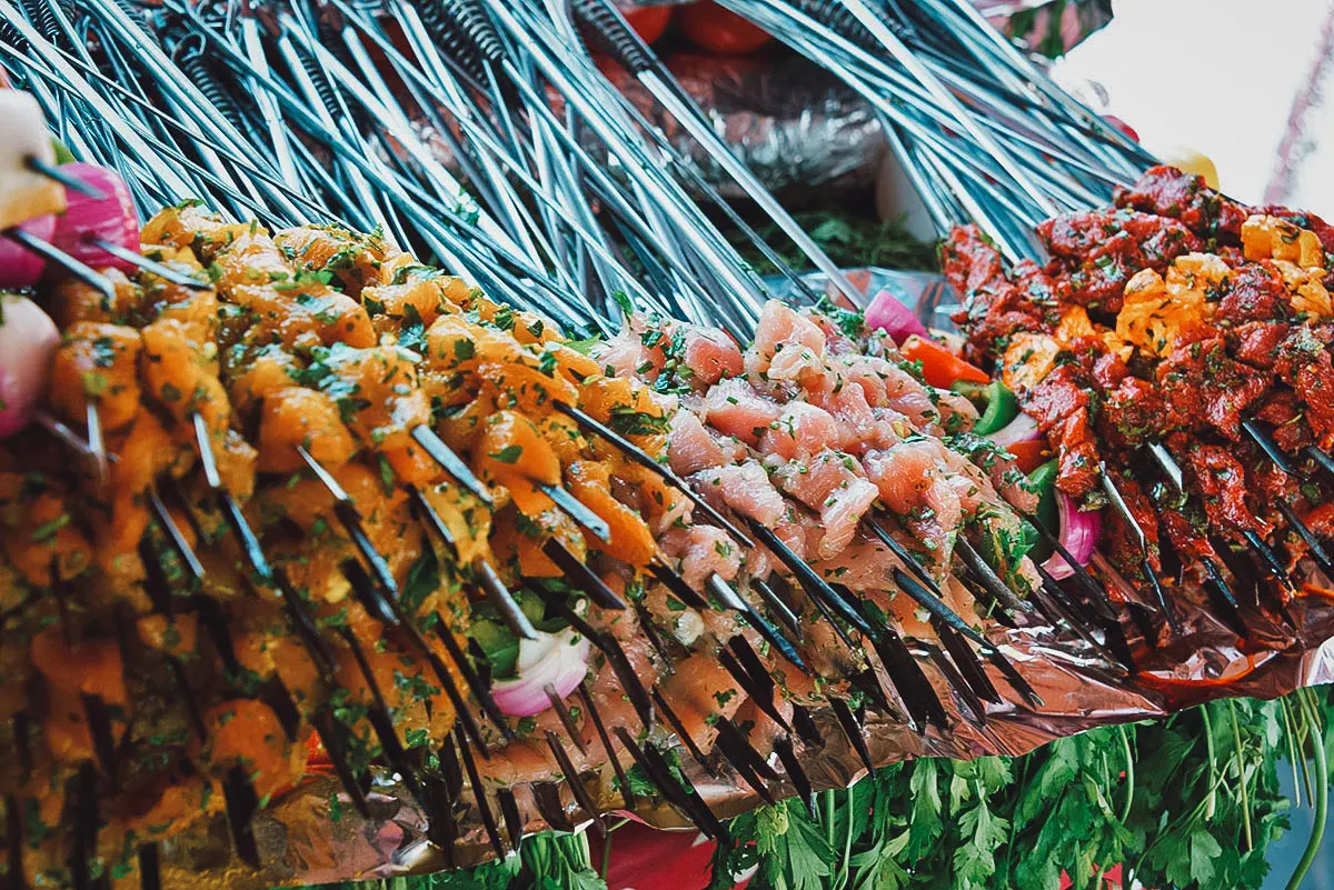 Kebabs at a market