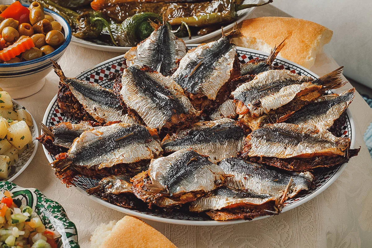 Stuffed fried sardines with chermoula