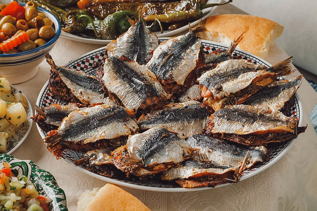 South African Food Stuffed fried sardines with chermoula