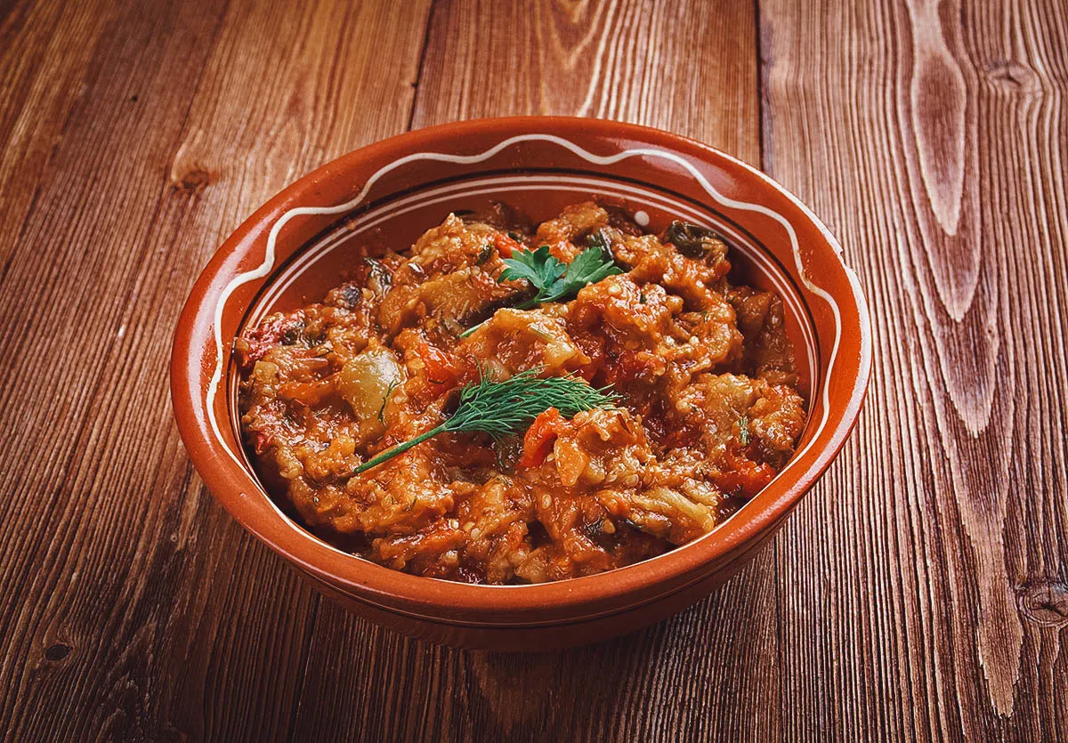 South African Food Zaalouk, a Moroccan eggplant dip