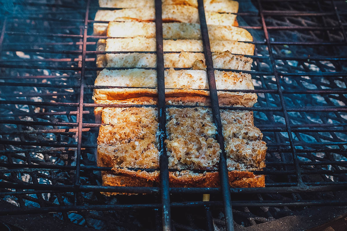 Braaiboodjies, a type of grilled cheese sandwich