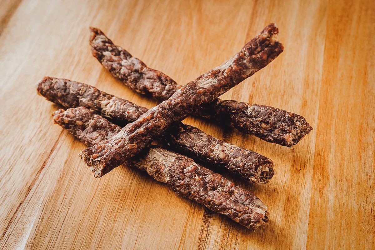 South African Food Droewors, a type of jerky sausage