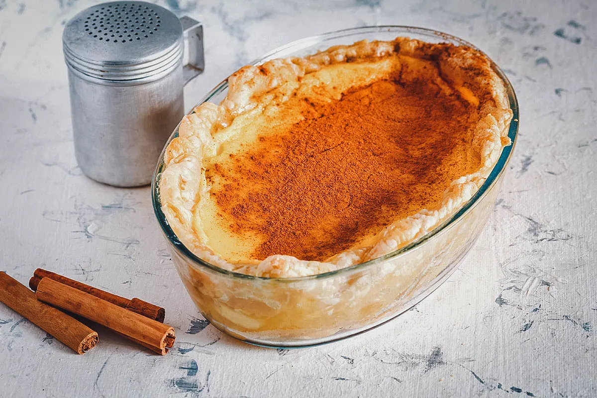 South African Food Melktert or milk tart, a popular South African dessert