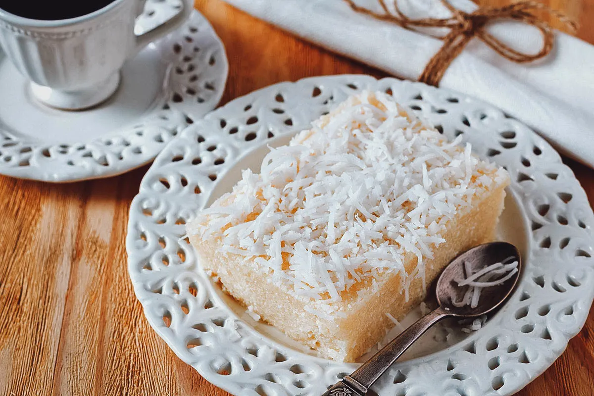 Cuscuz branco, a popular Rio de Janeiro dessert made with couscous and shredded coconut flakes