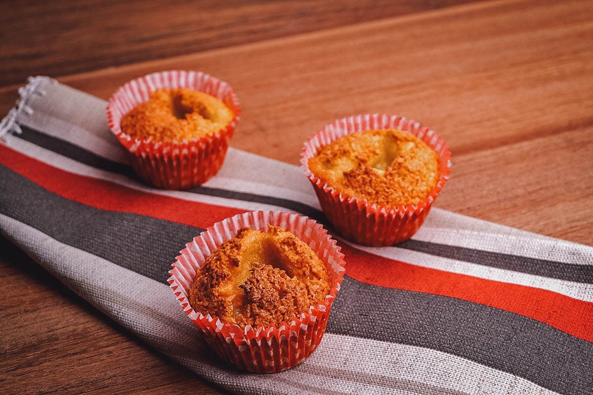 Queijadinha, a Brazilian custard tart made with coconut and cheese