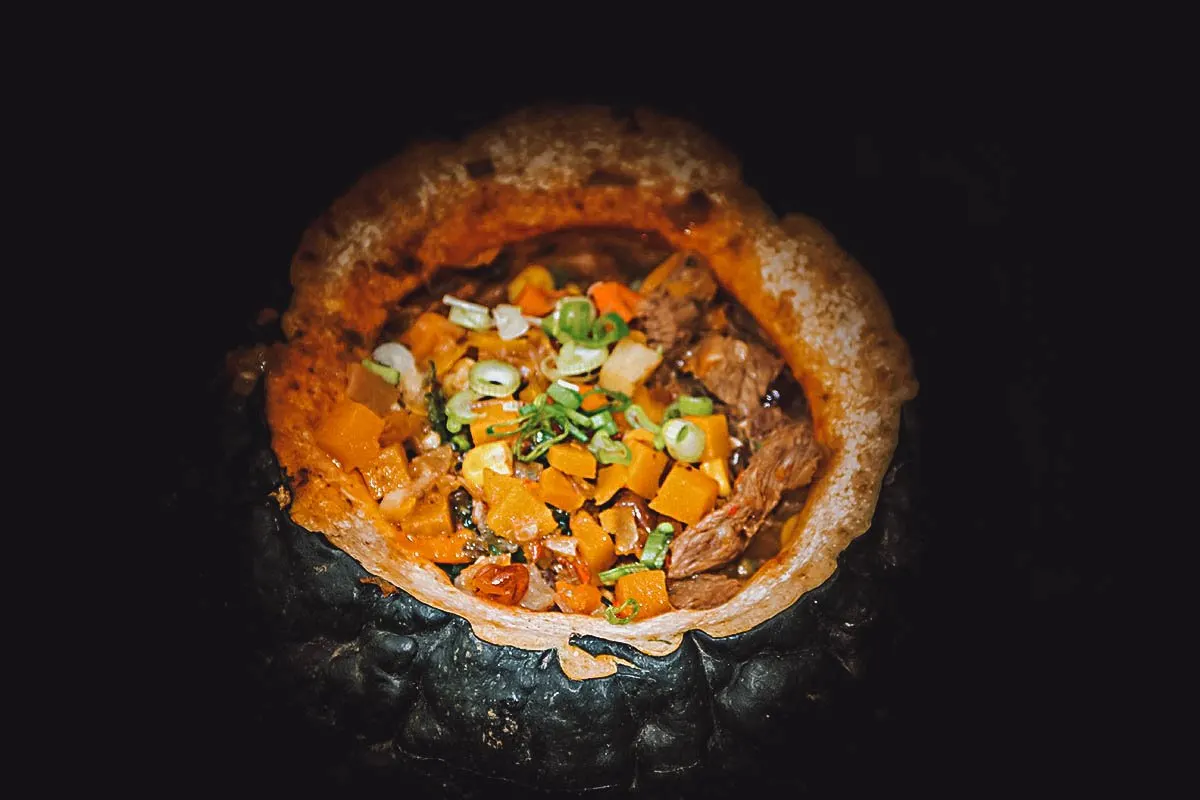 Chilean Food Carbonada soup, one of the most typical Chilean dishes
