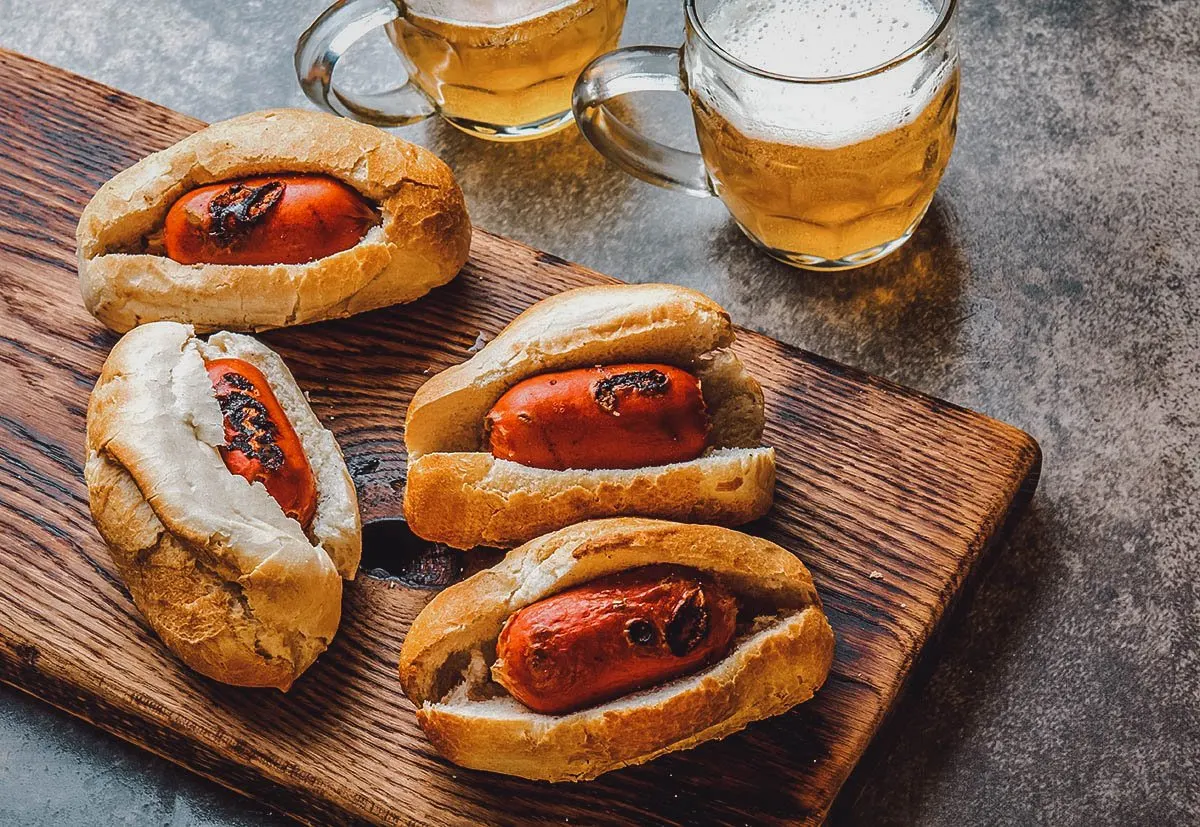 Choripan, a popular Chilean longaniza sandwich